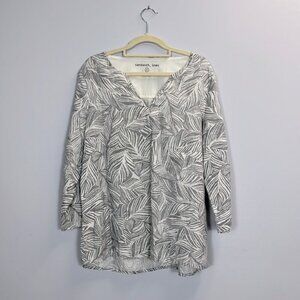 Sandwich XL Linen Print Classic Blouse Anthra